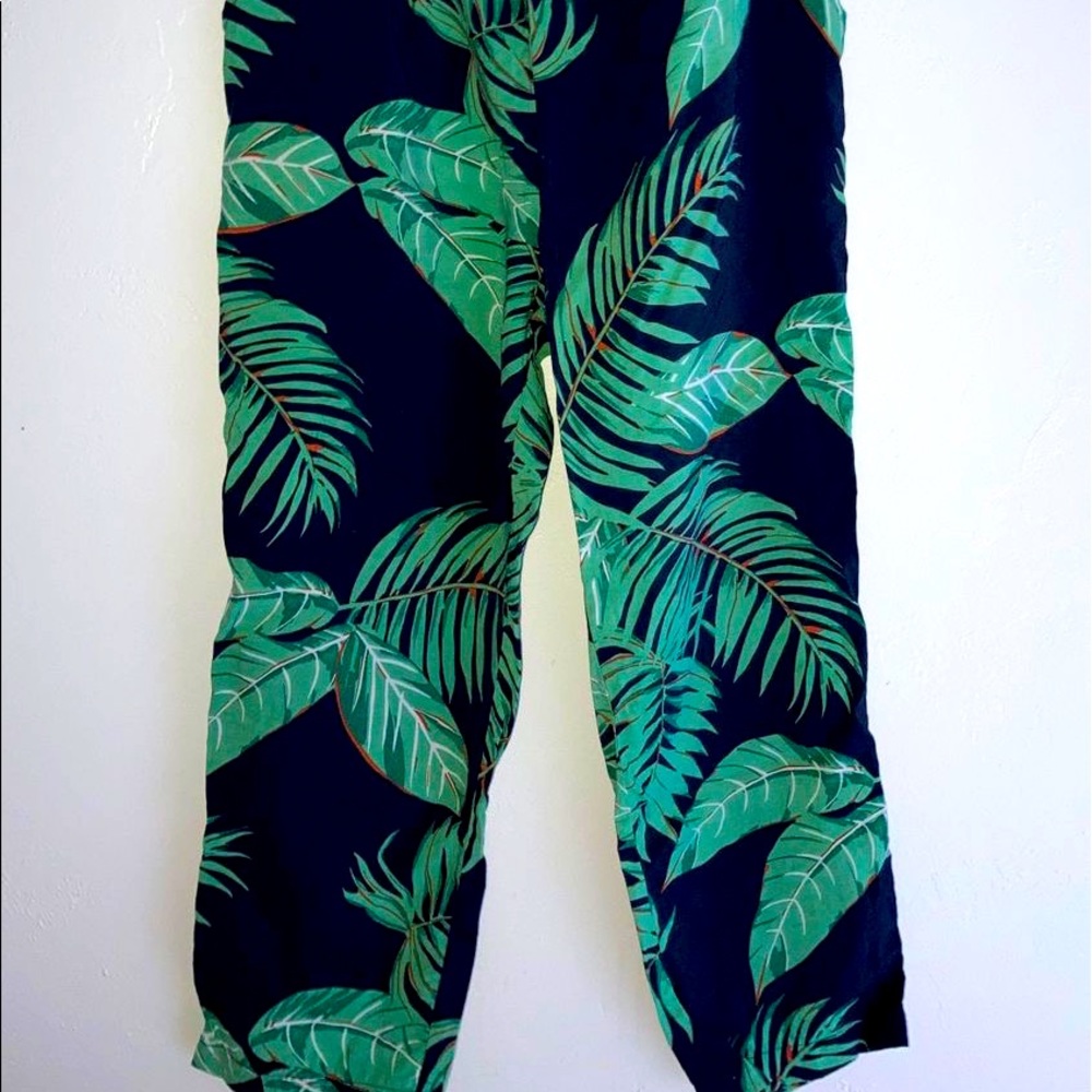 Navy Blue and Green Tropical Boutique Pants
